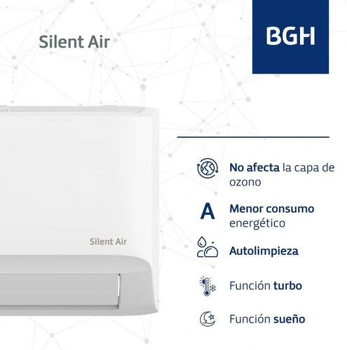 Aire Acondicionado Bgh Silent Air Inverter Bsi35wcgt 3500w Blanco