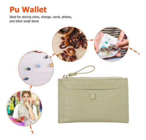 Cartera De Efectivo Con Cremallera Pu Para Tarjetas Y Moneda