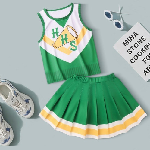 Imagem 3 de 9 de Uniforme E Pompom Cheerleader Líder Torcida Stranger Things