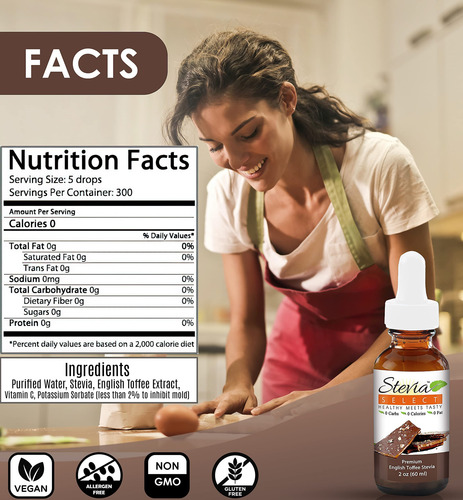 Stevia Select Gotas Butterscotch, Toffee Y Vainilla Keto