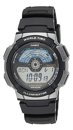 Reloj Casio Malla Resina Esfera Negra Ae-1100-wd-1avdf