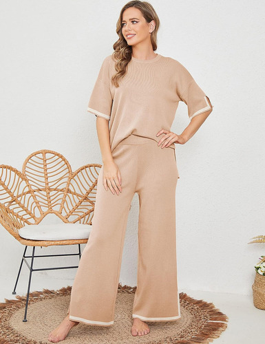 Elegante Conjunto De Jersey Y Pantalón De Punto De 2 Piezas