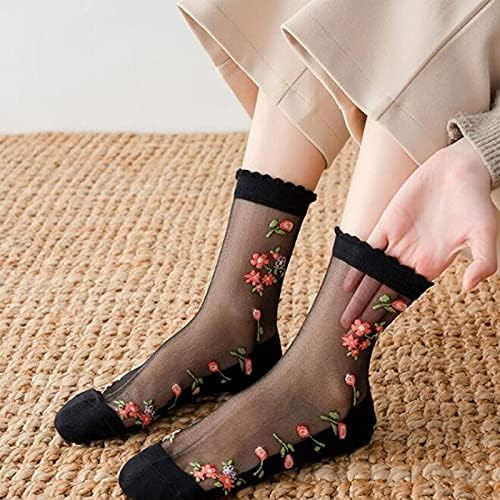 5 Pares De Calcetines Transparentes Para Mujer Calcetines Fi