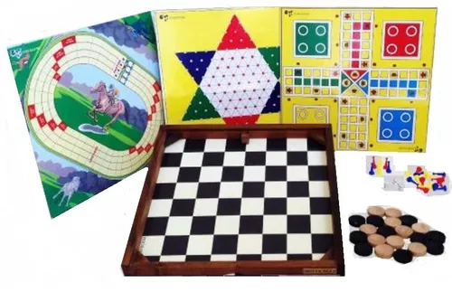 Jogo 5 Em 1 Ludo ,dama, Xadrez Chines, Hipismo, Xadrez