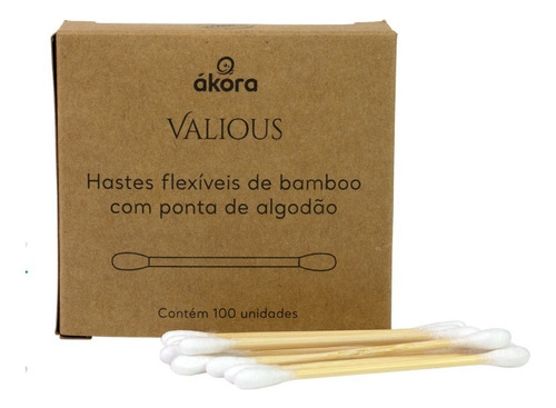 Kit 3x Cotonete De Bambu Com Ponta De Algodão 100 Unidades