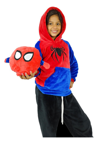 Buzo Térmico Forma Peluche Con Capota Spiderman Para Niños