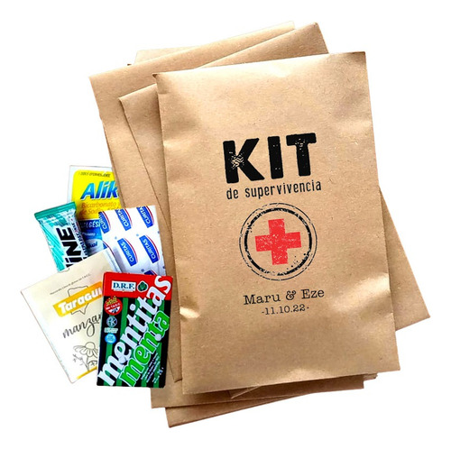 75  Bolsitas Papel Kraft Kit De Emergencia Anti Resaca