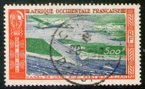 África Occidental Francesa Sello Usado Canal = Puerto 1951 