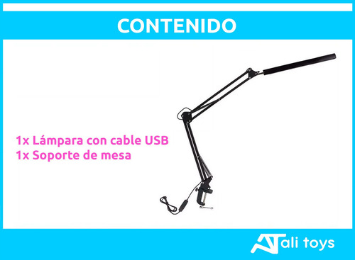 Lampara Escritorio Articulada Led Usb Luz Dibujo Cálida Fria Color De La Estructura Negro