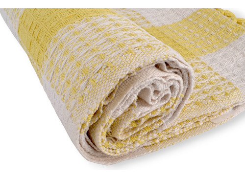 Manta Cuadrado Sillon Algodón Pie Cama 1,25 X 1,50 Dc Textil Amarillo