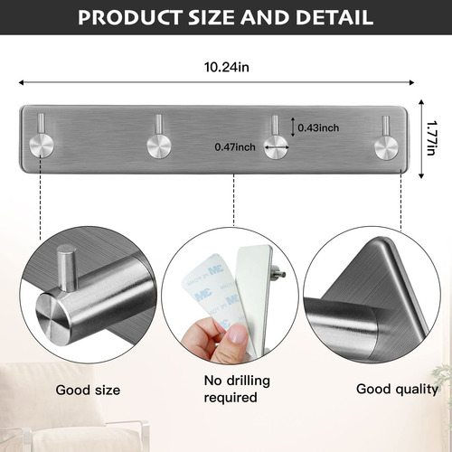 Ganchos De Pared Para Colgar 4 Unidades Ideal Para Oficina