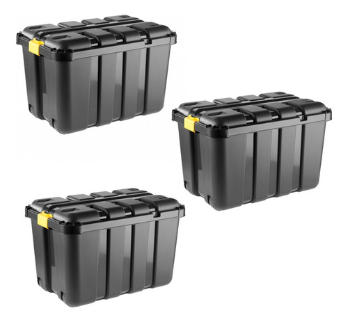 Set 3 Cajas Multiusos Caja Plastico Italiano 145 Lts 3 Cajas