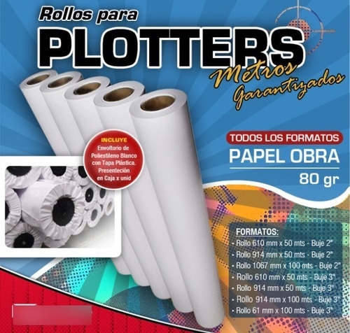 Rollo Papel Obra 80 Grs. Para Plotter 61 X 50 Mts. B2