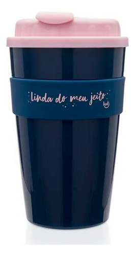 Copo Viagem Com Cinta 400ml - Linda Do Meu Jeito - Ludi Cor Azul-marinho