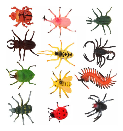 12 Peças De Brinquedos Fake Insects Things Pretend Play