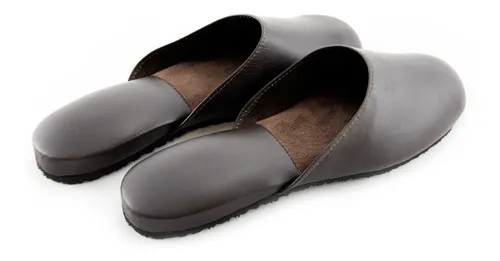 Pantuflas En Cuero. Zapatos Para Hogar Cómodos Para Hombre