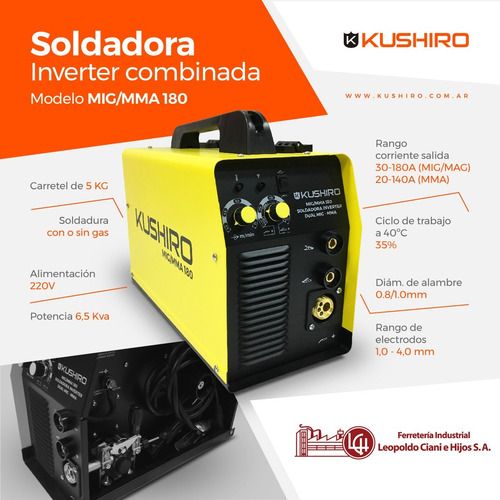 Imagen 5 de 7 de Soldadora Inverter Combinada Mig-mag/mma 180a Profesional C