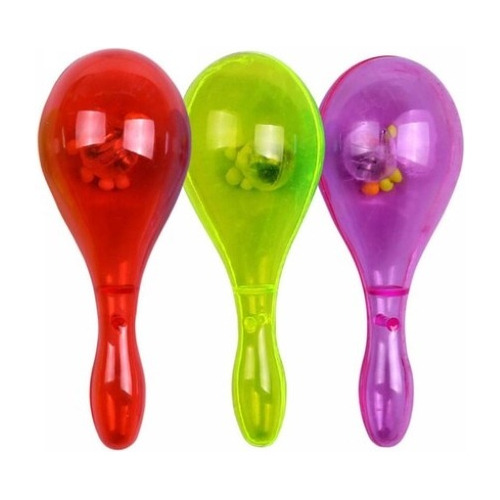 Maracas De Colores Luminosa Led X6 Und Cotillón Surtido