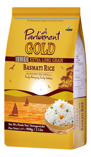 Parliament Arroz Basmati Extra Largo Gold Jumbo 2lbs ~ Mas A