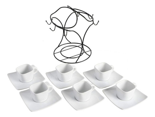 Jgo De Tazas Y Platos De Cerámica C/ Base De Metal Gibson Blanco Elite Gracious Dining