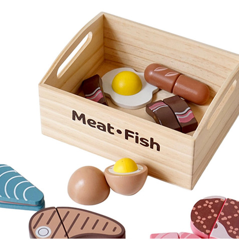 Juego De Alimentos De Madera Para Niños, Juego De Comida De