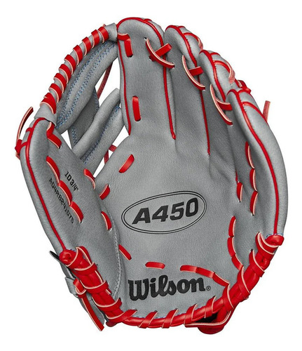 Guante Beisbol Wilson Infantil A450 Gris Rojo 10.75 In