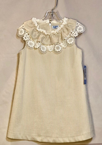 Vestido Niña Recto Rayas Beige, Babine