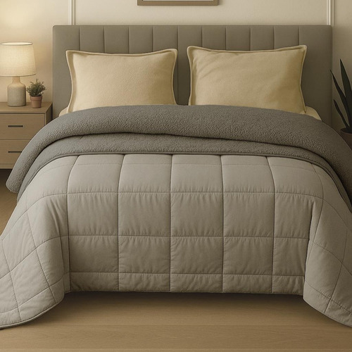 Edredon Simil Plumon Con Corderito Soft Premium Pret King