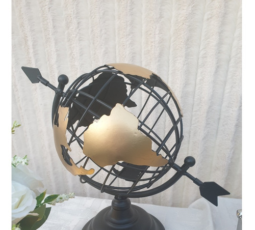 Globo Terraqueo De Metal 27 Cm Decorativo Diseño Regalo