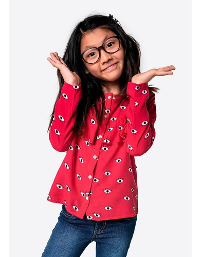 Blusa Infantil Menina Em Viscose Com Babados Hering Kids