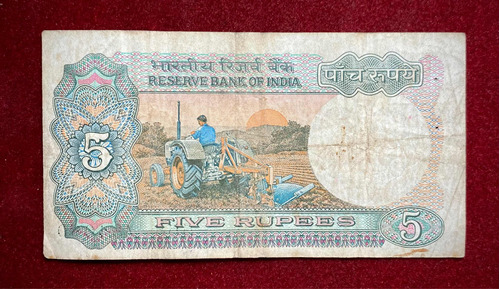 Billete 5 Rupias India 1985 Pick 80 M Agricultura