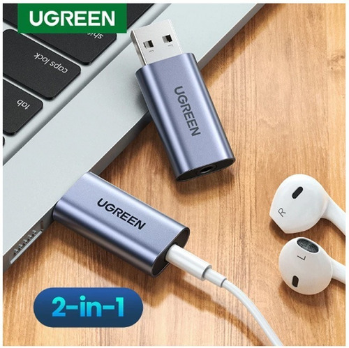 Imagen 1 de 10 de Adaptador Audio + Micro Usb 2.0 A Plug 3.5mm Hembra Ugreen