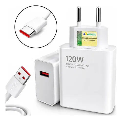 Carregador Turbo 120w Usbc Para Xiaomi Redmi Poco X7 Rapido