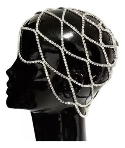 Joyería De Cadena De Cabeza De Boda De Malla De Diamantes Color Blanco