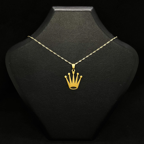 Cadena Y Dije Corona Oro 18k Oro 18k 50 Cm
