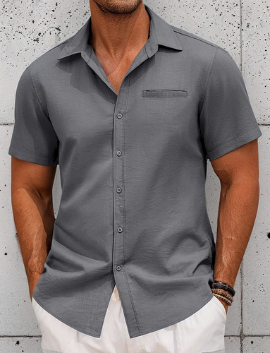 Camisa Social Tradicional Manga Corta Hombres No Se Arruga