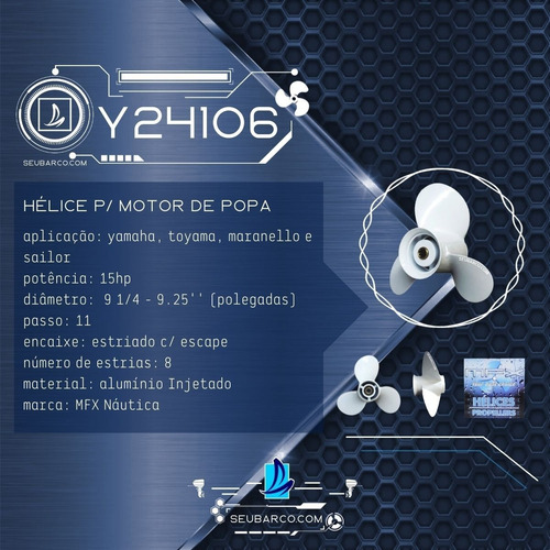 Imagem 5 de 5 de Hélice Motor Toyama 15hp 8 Estrias 9 1/4 X 11 - 9.25 X 11