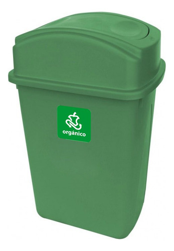 Bote Basura Plástico Verde Balancín Lateral 65l Bolsa Etique