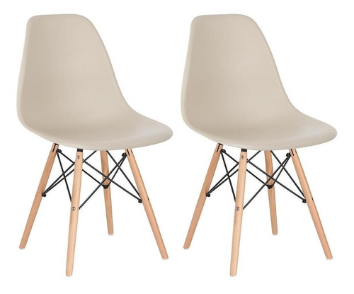 Kit 2 Cadeiras Charles Eames Cozinha Wood Eiffel Dsw Av Estrutura da cadeira Nude