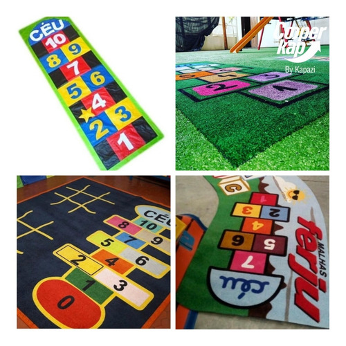 Imagem 2 de 2 de Tapete Personalizado Amarelinha Em Cleankap Para Seu Filho