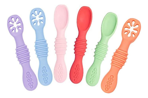 Juego De 6 Cucharas Masticables De Silicona Arcoíris