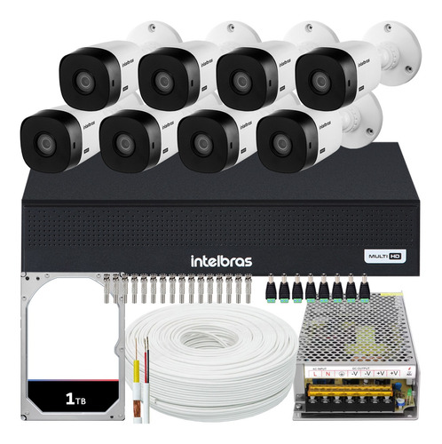 Kit Cftv Monitoramento 8 Cameras Intelbras 1120 Dvr 1008 1tb