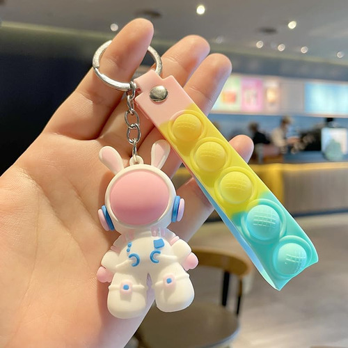 Para Cute Anime Astronaut Rabbit Keychain, Cartoon Pendant