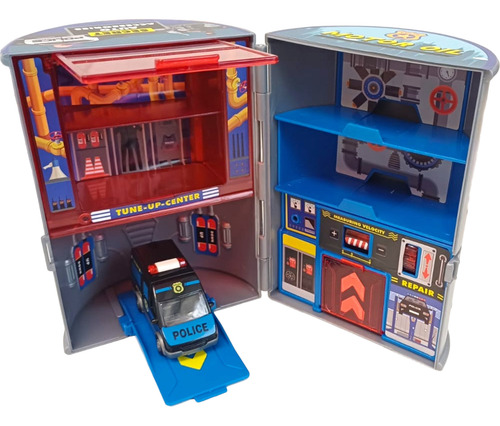 Juego Estación De Servicio En Lata Color Policía