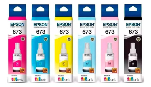 Kit 6 Botella Tinta Epson T673 Para L805 L810 L850 L1800