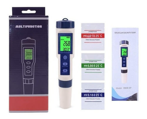 Medidor Calidad De Agua 5 En 1 Digital Ph Ec Tds Sal Temp