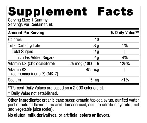 Suplemento Nordic Naturals Gomas De Vitamina D3 + K2 60 Unid