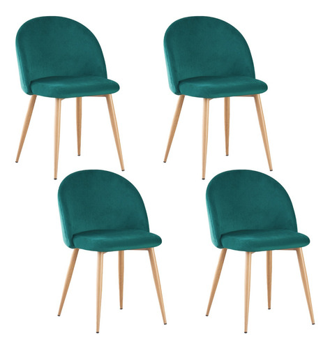 Set Sillas Comedor Top Living DINKA-OXFORD Moderno Tapizadas Velvet Verde Estructura de la silla Marrón claro Diseño de la tela Terciopelo