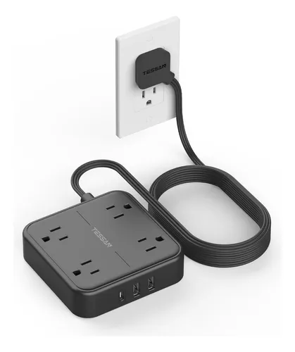 An Enchufe Plano Ultrafino Power Strip De 3 M, 4 Salidas, 1