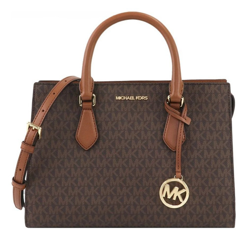 Bolsa Satchel Michael Kors Sheila Medium Logo Color Cafe Diseño De La Tela Monograma